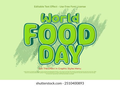 Efecto de texto del Día Mundial de la Alimentación del Vector en efecto 3D