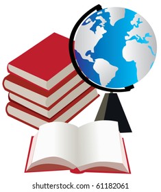 vector world globe and books