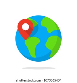 Vector World Globe flat icon. Earth sign, planet Earth icon.