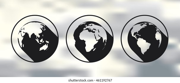 Vector world globe icons.