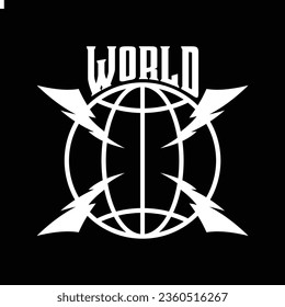 vector world with globe and lightning design for t shirt or your brand