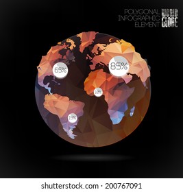 Vector world globe, triangular map of the earth. Modern elements of info graphics. World Map