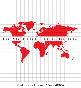 Vektorillustration der Welt, die eine Pandemie der Covid-19-Krankheit hat. Die ganze Welt braucht die soziale Distanz.