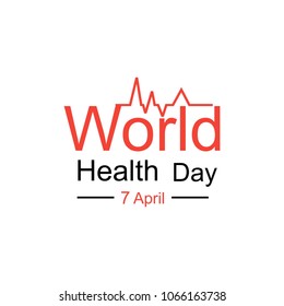 Vector world health day design concept. April 7. Heart and with cardiogram. Template for poster, banner, advertisement, clear form, creative card. Medicine idea