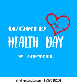 Vector world health day design concept. April 7. Heart and with cardiogram. Hand drawn design.Modern web template for poster, banner, advertisement. Medicine idea.