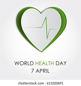 Vector world health day design concept. Cut out heart cardiogram illustration. Medical care. Template for poster, banner, advertisement, clear form, creative card. Notch out symbols.Medicine idea