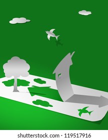 vector world made of paper concept illustration, eps10 file, gradient mesh and transparency used, raster version available