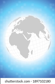 Vector : World map with abstract blocks on blue background