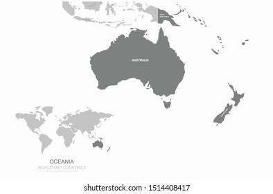 Vector world map with all countries names. continental vector image of world map. oceania map.