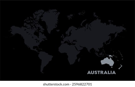 Vector world map with Australia-06, Map of Australia, highlighted on the world map, Australia on the world map, Satellite view, Australia location on the globe.