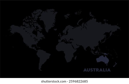 Vector world map with Australia-13, Map of Australia, highlighted on the world map, Australia on the world map, Satellite view, Australia location on the globe.