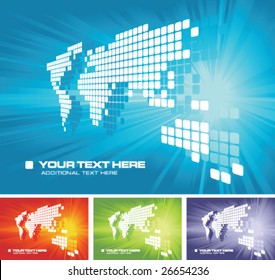 Vector world map background with copy space and color variations