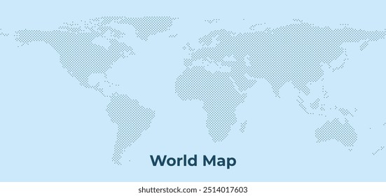 Vector World Map Background Dot Pattern. Worldwide global map with dots. Earth atlas wallpaper. Suitable for website, infographics, banner, business card texture. World map dotted illustration.