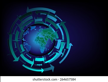 Vector world map background graphics and text