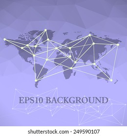 Vector World map background. infographic element, global network and communication scheme