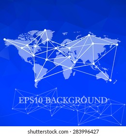 Vector World map background. infographic element, global network and communication net scheme