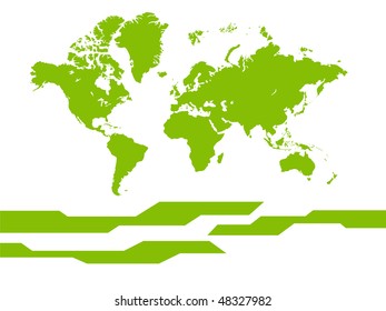 Vector world map background. Isolated on a white