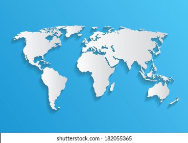 Vector world map card paper