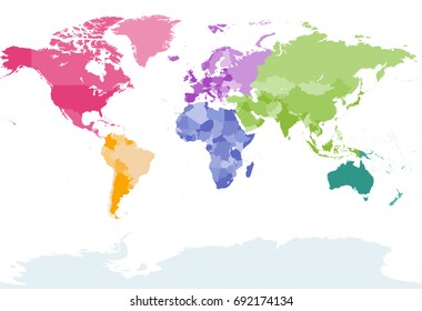 vector world map colored by continents