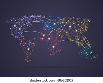 Vector world map connection background