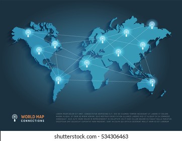 Vector World Map Connection. Technology Concept.