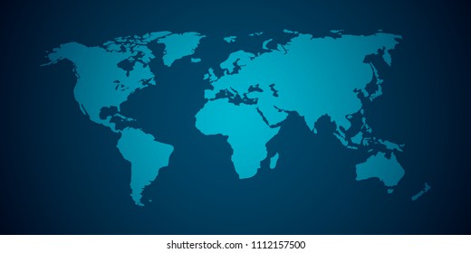 Vector World map with continent on a blue background