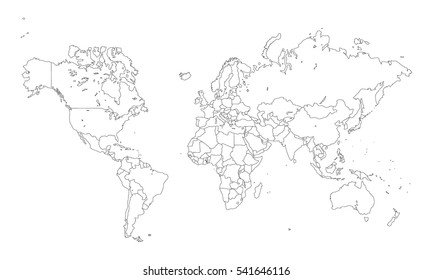 Vector - World map with countries (Outline)