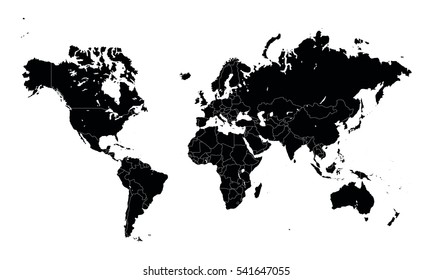 Vector - Mapa mundial con países (Esquema)