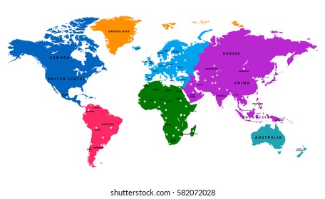 Vector World map with country and capital
