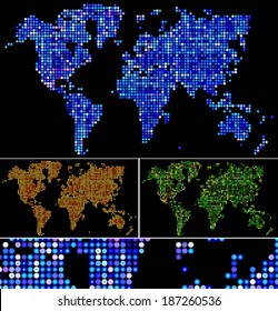 Vector world map design with shiny dotted lights