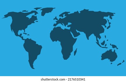 Vektorweltkarte in verschiedenen Blautönen. Geografie, Kontinente und Ozeane.