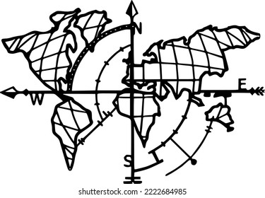 Vector World Map Zeichnung eignet sich für das Schneiden von Metall- und Holzlasern.