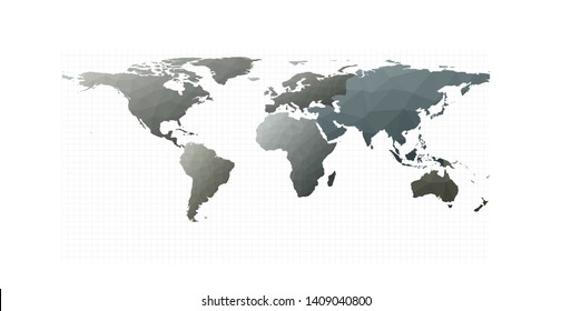 Vector world map in equirectangular projection showcasing all continents.