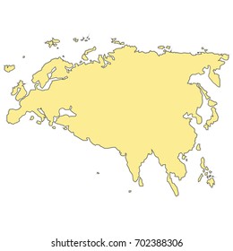 Vector world map Eurasia continent in a plane view from space
