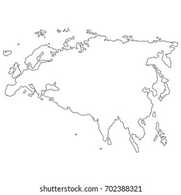 Vector world map Eurasia continent in a plane view from space