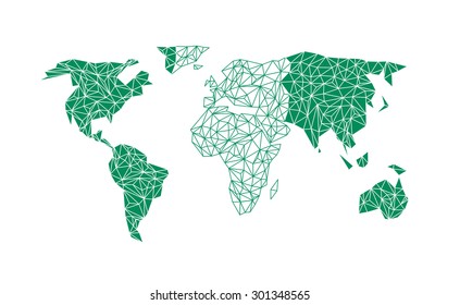 Vector world map with flag of Nigeria.