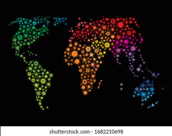 Vector world map free of virus concept 
Global pandemia illustration with infection signs