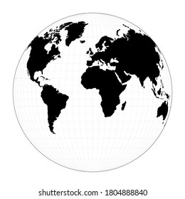 Vector world map. Gilbert's two-world perspective projection. Plain geographical map with graticule lines. Vector illustration.