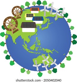 Vector world map. Globe illustration. Flat planet earth icon on white background.