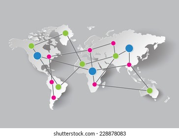 Vector of  World Map Graphics.paper cut style.