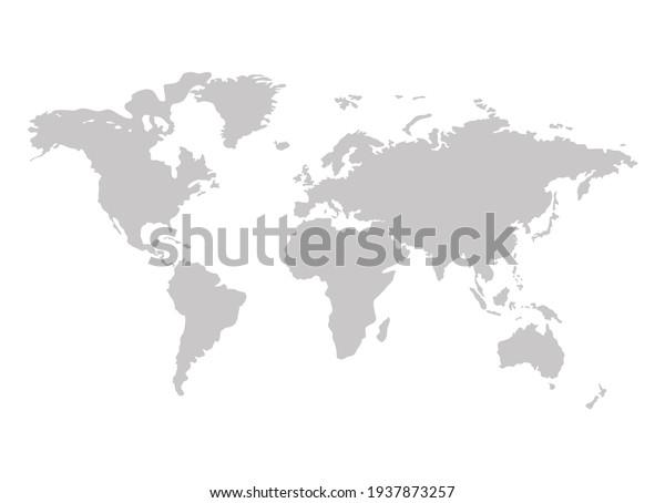 Vector World Map Gray Silhouette Isolated Stock Vector Royalty Free