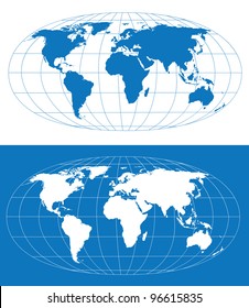 Vector world map with grid. Separate layers