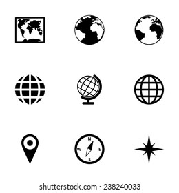Vector world map icon set on white background