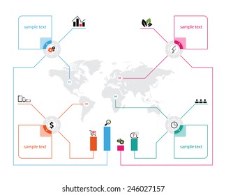 vector world map with icons infographics and place for text