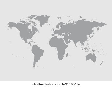 Vector world map illustration australia, asia america europe.