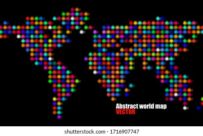 Vector world map illustration with colorful circles