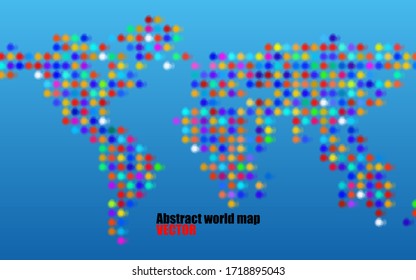 Vector world map illustration with colorful circles