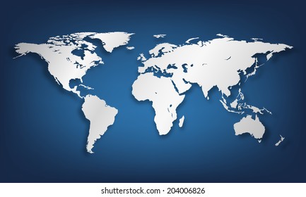 Vector world map illustration on colorful background.