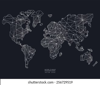 Vector world map illustration in polygonal style