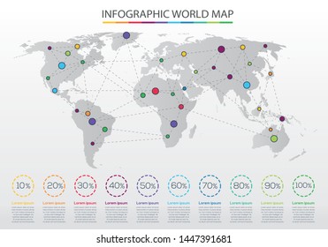 Vector world map and info graphics elements ,Vector illustration